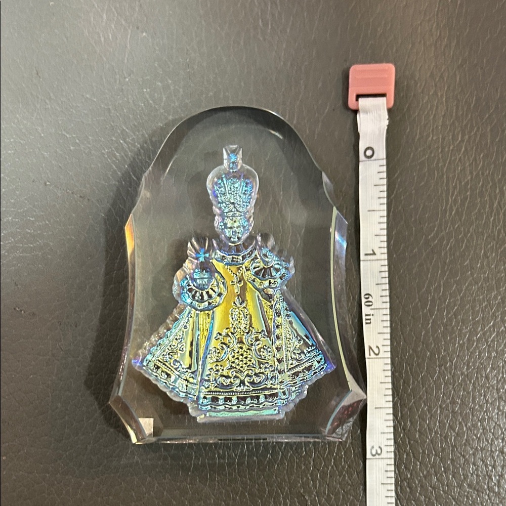 Baby Jesus Of Prague Iridescent Art Glass  Blue and Gold Accents box included - Picture 8 of 10